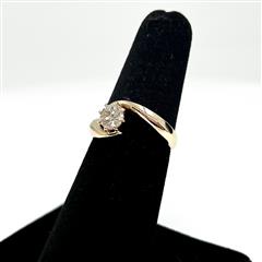 14k Yellow Gold Old European Diamond Bypass Engagement Ring Size 5.5